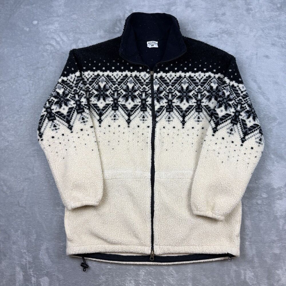 Vintage Columbia Women’s Medium Made in USA Fleece Jacket Fair Isle Full Zip